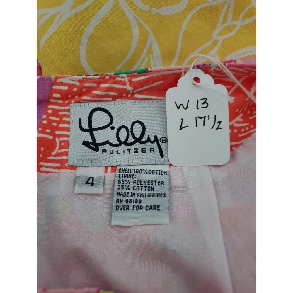 Lilly‎ Pulitzer Patchwork Cotton Mini Skirt Size 4 Multi-Print Resortwear Preppy